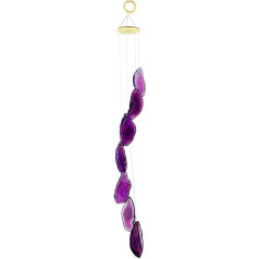 KYEYYGWO Violeti agāta diski Geode Wind Chime Sun Catcher Crystal Stone Chime mākslas darbs mājas dārza dekorēšanai 65-80 cm