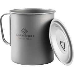 COOK'N'ESCAPE Titan kempinga kauss ar vāku Titāna katls krūze ar salokāmu rokturi 750 ml trauki Liela ietilpība Viegls un pārnēsājams piknikam Pārgājieni mugursomas āra apstākļos