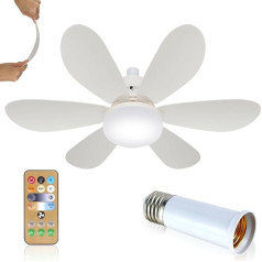 Deckenventilatoren mit Licht Lampe E27 Sockel und Fernbedienung,40w Deckenventilator Licht dimmbar,Leiser Deckenventilator 6 Flügel für Schlafzimmer,Wohnzimmer Küche 3 Geschwindigkeiten 3 Farben (40W)