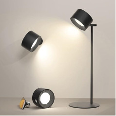 Feallive galda lampa LED nakts lampa Dimmable Removable Rechargeable Touch Control Reading Lamp Kids 3 krāsu režīmi un spilgtuma līmeņi (melna)