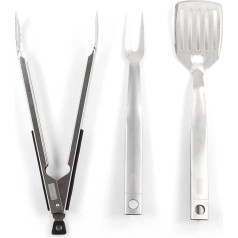 MasterCook Grillzubehör-Set aus Edelstahl, Grillzubehör, BBQ mit Zange, Gabel und Spatel, Grillzubehör