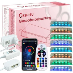 OASHISU Upgrade komplekts ar 8 6 x 5050SMD RGB LED stikla malu apgaismojums LED Clip Glass grīdas apgaismojums ar kontrolējamu aplikāciju Displeja apgaismojums ar RF tālvadības pulti Skapja apgaismojums Krāsa skapja apgaismojums