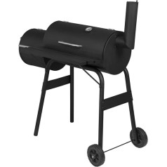 WOLTU CPZ8136sz Kokagļu grila grils ar 2 kamerām Grils ar transporta riteņiem 115 x 53 x 114 cm BBQ grils kempingam Dārzs Melns