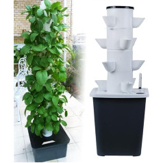 KKMNDE Hydroponik-Turm, Garten-Hydroponik-Anbausystem, Aeroponik-Anbauset für Kräuter, Obst und Gemüse mit Feuchtigkeitspumpe, Adapter, Netztöpfen, Timer für Obst, Gem