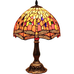 Bieye L30023 Tiffany-Stil Buntglas Libelle Tischlampe für Nachttisch Wohnzimmer Dekoration Orange