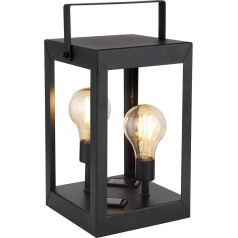 LED Solar Laterne mit 2x Edison Leuchtmittel schwarz amber LBH 14x14x28cm von Globo