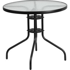 Flash Furniture 1 iepakojums Plastmasas stikla sakausējuma tērauda terases galds - caurspīdīgs/ melns