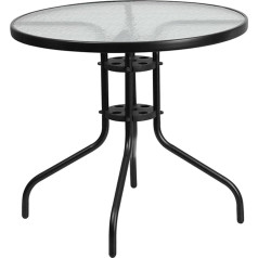 Flash Furniture 1 Pack Plastic Glass Alloy Steel Patio Table - Clear/Black