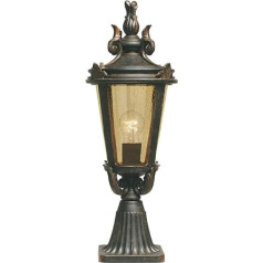 Casa Padrino Baroque Base Light Antique Black / Bronze / Amber Colour Diametrs 22,5 x Augstums 56 cm Mitrumizturīgs dārza terases āra apgaismojums Stāvlampa Dārza laterna Nostalģisks āra apgaismojums