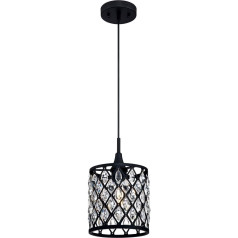 63627 Single Light Pendant Light for Indoor Use, Matte Black Finish with Crystals