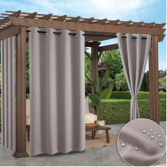 2 Panels Waterproof Blackout Curtains for Patio Summer UV Blocking Thermal Insulated Grommet Curtains Keep Privacy for Gazebo, Porch, Pergola, Arbour, 52 x 108 Inch, Grey