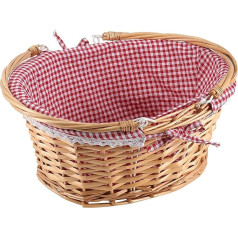 ZEONHEI Ovaler Weidenkorb, attraktiver Weidenkorb, gewebter Geschenkkorb, günstig, Obst, Picknick, Ostern, Süßigkeiten, Hochzeit, Party, Dekoration, elegantes Leinenstofffutter, Natur