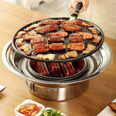 Charcoal Grill Korean Grill Portable Stainless Steel Non-Stick Charcoal Oven for Outdoor Camping BBQ Grill 13.7 Inch Small Grill Outdoor Cooking