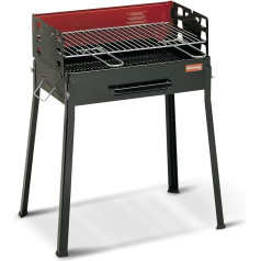 FERRABOLI Famiglia Grill Black Charcoal Grill Grils uz kokogļu oglēm - ratiņi, ratiņi, grils, melns, taisnstūrveida)