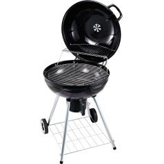 Outsunny Grila ratiņi Grila statīvs BBQ apaļš ar pelnu uztvērēju Metāla melns Diametrs 57 x 94 cm