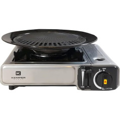 Barbecue 2 in 1 Gas Cooker Piezo 1900 W KEMPER + Grill Plate Camping