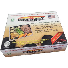 CHARBOX, Fun Pack (1-4 personām) Vienreizlietojamais BBQ Pārnēsājams, gatavs lietošanai, ilgst 3 stundas, pārstrādājams, videi draudzīgs, lieliski piemērots kempingiem, ballītēm un ballītēm pagalmā