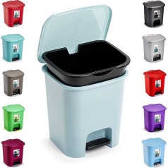 Plastific Мусорный бак 7,5 л с ножной педалью Мусорный бак для бумажных отходов Кухня Офис Пластиковый контейнер для отходов (небесно-голубой со 