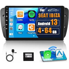 8 kodolu Android automašīnas radio ar bezvadu Carplay Android automašīnas radio ar satelīta navigācijas ierīci Seat Ibiza MK4 2009-2013 9 collu skārienekrāna radio ar WiFi/GPS Bluetooth FM/RDS