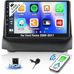 2+64G Android 13 automašīnas radio priekš Ford Fiesta 2009-2017 ar bezvadu Apple CarPlay Android Car, 9 collu HD skārienekrāns ar Navi Bluetooth GPS FM RDS WiFi SWC EQ/HiFi audio + atpakaļgaitas kameru