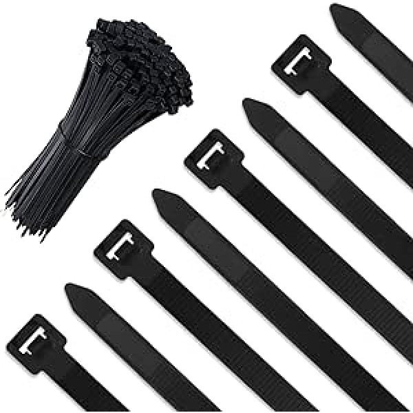 100 Pack Black Thick Cable Ties Heavy Duty Large 300mm x 7.6mm Strong Nylon Plastic Self Locking 30cm Extra Long Cable Ties