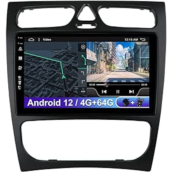 4G+64G Android 12 automašīnas radio Mercedes Benz C-Class W203 C200 C320 C350 CLK W209 (2002-2005) — [CarPlay/Android Car/Built-in DSP] — bezmaksas kameru atbalsts DAB/SWC/MirrorLink/WiFi/USB