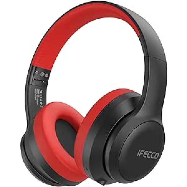 IFECCO Bluetooth bezvadu austiņas uz ausīm ar mikrofonu, salokāmas HiFi stereo bezvadu austiņas ceļojumiem, birojam, mobilais tālrunis, dators (melns)