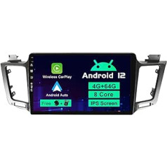 SXAUTO Android 12 IPS automašīnas radio, kas piemērots Toyota RAV4 (2013-2018) - Iebūvēts bezvadu Carplay/Android Car/DSP - Kamera + MIC - 4G + 64G - DAB WiFi 360-Kamera AHD Stūres vadība BT - 2 DIN