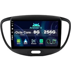 SXAUTO ¦ 8G + 256G ¦ Android 12 IPS automašīnas radio priekš Hyundai I10 (2007-2013) - iebūvēta Carplay/Android Car/DSP - LED kamera + MIC - DAB stūres vadība Fast Boot 360-CAM WiFi AHD - 2 DIN 9 collu