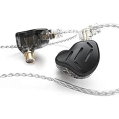 Linsoul KZ Zax 1DD+7BA hibrīda draivera HiFi in-ear austiņas ar cinka sakausējuma apvalku, noņemamu 2 kontaktu 0,75 mm OFC kabeli (bez mikrofona, melns)