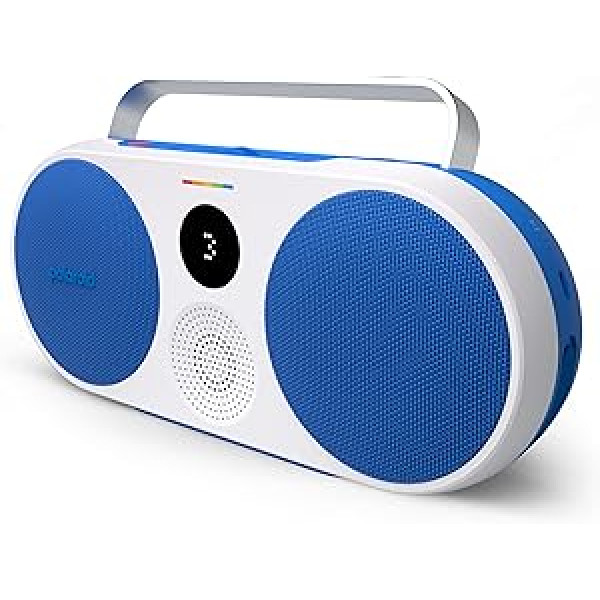 Polaroid P3 mūzikas atskaņotājs (zils) — retrofutūristisks Boombox bezvadu Bluetooth skaļrunis, uzlādējams ar dubultu stereo savienojumu pārī