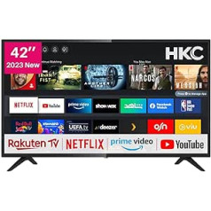 HKC NHV42H3 42 collu viedtelevizors ar Netflix, Prime Video, Rakuten TV, DAZN, Disney+, YouTube, UVM, WiFi, trīskāršu uztvērēju DVB-T2/S2/C, Dolby Audio