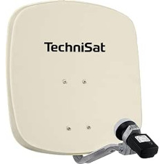 TechniSat DIGIDISH 45 Satellite Bowl for 1 User (45 cm Small Satellite System - Complete Set with Wall Mount, Satfinder V/H-LNB and On-Pipe Fitting) Beige