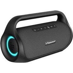 Tronsmart Bluetooth skaļrunis, ritmiski kontrolēts gaismas šovs, 50 W stereo skaņa, 15 stundu akumulators, ar barošanas bloku, uzlabota IPX6 ūdensizturība, āra ballīšu skaļrunis dārzam, āra, kempings