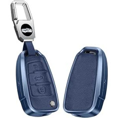 KUNIO Flip Key Case Piemērots Audi C5 C6 R8 A1 A3 A4 A5 A6 A7 Q3 Q5 Q7 S6 B6 B7 B8 8P 8V 8L Alumīnija sakausējums Ādas Automašīnas atslēgu futrālis Aizsargājošs atslēgu piekariņš 3 pogas Zils