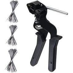 BEVDICNC Cable Tie Gun, 1 Piece Stainless Steel Cable Ties, 200 Pieces 300 mm x 4, 6, 100 Pieces 200 mm x 4 Cable Tie Gun Made of Stainless Steel, Adjustable Clamping and Cutting Tool