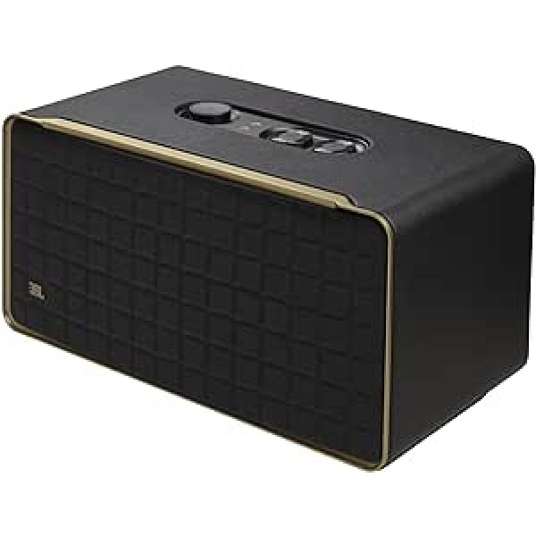 JBL Authentics 500 Hi-Fidelity viedās mājas WiFi skaļrunis — 70. gadu retro dizaina Bluetooth kaste — ar Google palīgu, WiFi, savietojams ar Amazon Alexa, lietotne AirPlay One — melns