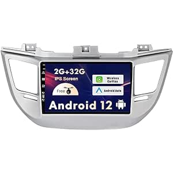 SXAUTO Android 12 IPS automašīnas radio priekš Hyundai Tucson (2014-2018) - Iebūvēts CarPlay/Android Car - Bezmaksas atpakaļgaitas kamera - 2G + 32G - Stūres vadība DAB Fast-Boot WiFi DSP - 2 DIN 9 collas