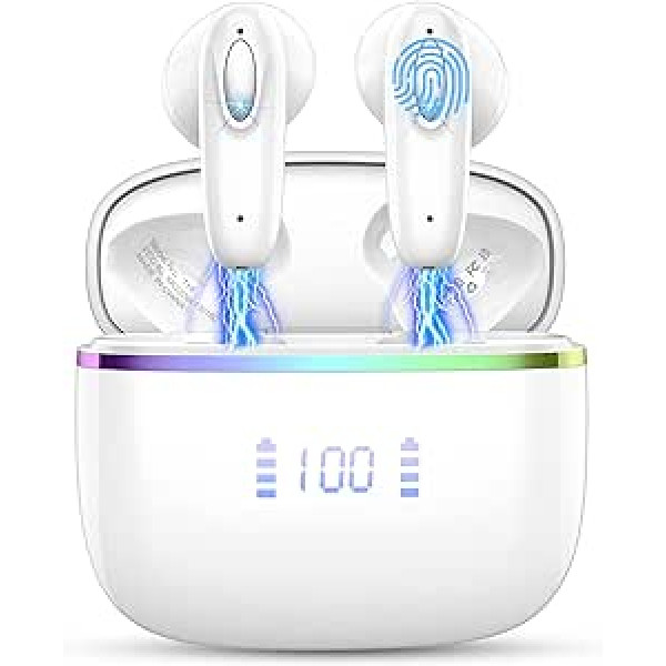 Bluetooth 5.3 ausīs ievietojamas bezvadu austiņas ar 40 stundu Hi-Fi stereo, 4 ENC mikrofonu bezvadu austiņas, IP7 ūdensizturīgs, skārienvadība, LED displejs, USB-C ātrās uzlādes austiņas