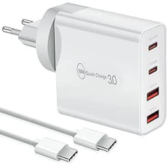 100 W USB C Charger and USB-C Cable (1 m), Quick Charger 4 Ports Quick Charger PD 3.0 Multiple Compatible with iPhone 15, Mac Pro/Air, İpad Pro, Samsung, Huawei, Xiaomi, Type C and USB Power Supply