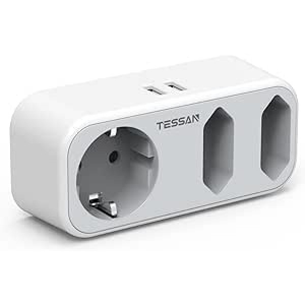 TESSAN ceļojumu adapteris ASV adapteris Amerikas Savienotās Valstis, Vācijas spraudnis ar 2 USB 2.4 A, trīs ligzdas adapteris Travel Plug Strāvas adapteris Kanādai Taizemei Meksikas sienas lādētāja uzlādes stacijas adapteris ASV