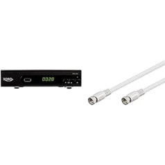 Xoro HRS 8660 Digital Satellite Receiver with LAN Connection, Black & Goobay 50739 Sat Connection Cable, Antenna Cable, Coaxial Cable, F-Connector to F-Plug, 2x Shielded, 5 m, 80 dB, White