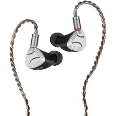 AOSHIDA E20 ieliekamie ausu monitori 10 mm berilija pārklājums 8 mm DLC dubultā membrāna, dinamisks draiveris, vadu austiņas HiFi IEM 0,78 mm 2 pin noņemams kabelis (sudrabs)