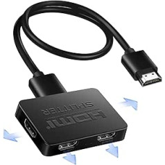 avedio savieno HDMI sadalītāju 1 in 4 Izvadā ar 1,2 m HDMI kabeli, 4K HDMI sadalītāju 1–4 (tikai spogulis), HDMI slēdzi 1 in 4 izejā, HDMI 1 in 4 izejā Xbox PS5 Fire Stick Roku Blu-Ray atskaņotājam DVD.