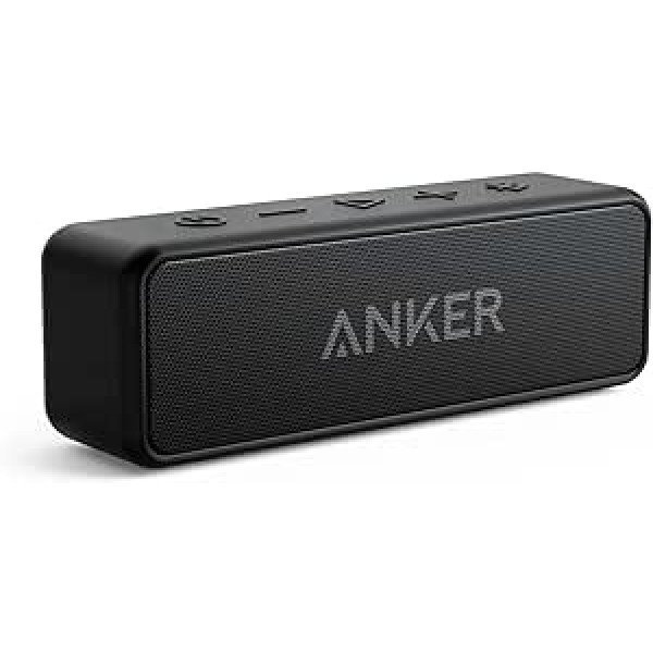 Anker SoundCore 2 Bluetooth Lautsprecher, Enormer Bass un Dualen Bass-Treibern, 24h Akku, Verbesserter IPX7 Wasserschutz, Kabelloser Lautsprecher (Generalüberholt)