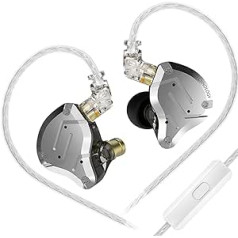 Yinyoo KZ ZS10 Pro ieliekamais ausu monitors IEM Metall-Kopfhörer, HiFi-Stereo-Sound-Ohrhörer, Geräuschunterdrückung, Ohrhörer mit 4BA 1DD 0,75 mm 2 poligem Kabel (schwarzes Mikrofon)