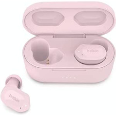 Belkin SOUNDFORM Play True bezvadu ausīs ievietojamas austiņas, bezvadu austiņas, 3 EQ sākotnējie iestatījumi, sviedru un šļakatu izturīgs, 38 stundu darbība iPhone, Galaxy, Pixel utt. — rozā, AUC005, viens izmērs