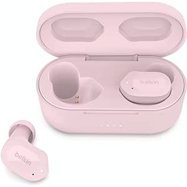 Belkin SOUNDFORM Play True bezvadu ausīs ievietojamas austiņas, bezvadu austiņas, 3 EQ sākotnējie iestatījumi, sviedru un šļakatu izturīgs, 38 stundu darbība iPhone, Galaxy, Pixel utt. — rozā, AUC005, viens izmērs