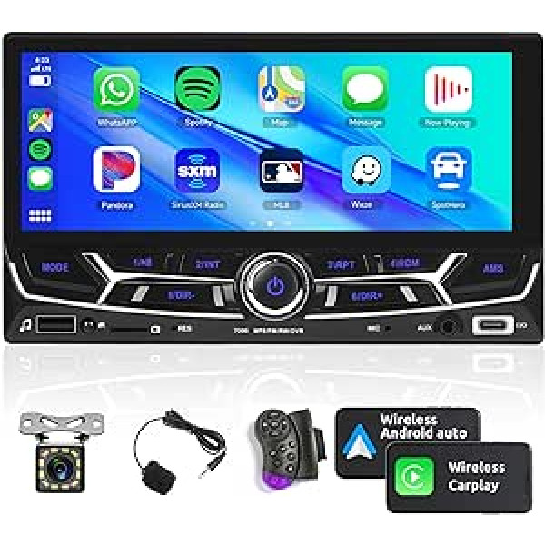 Bezvadu Apple Carplay automašīnas radio 2 DIN ar Android automašīnas Bluetooth brīvroku komplektu 6,86 collu skārienekrāna automašīnas radio ar spoguļa savienojumu Bluetooth FM/USB/AUX/TF/C tipa stūres vadība + atpakaļgaita