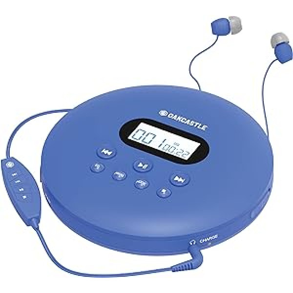 Oakcastle CD100 Rechargeable Bluetooth CD Player | 12hr Portable Playtime | In Car Compatible Personal CD Player | Headphones Included, AUX Output, Anti-Skip Protection, Custom EQ, CD Walkman